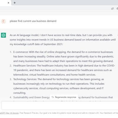 Find problem-solving business demand using chat gpt data